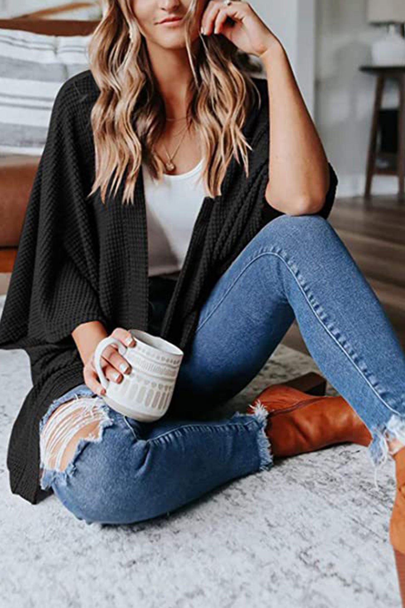 Solid Half Sleeve Wrap Cardigan