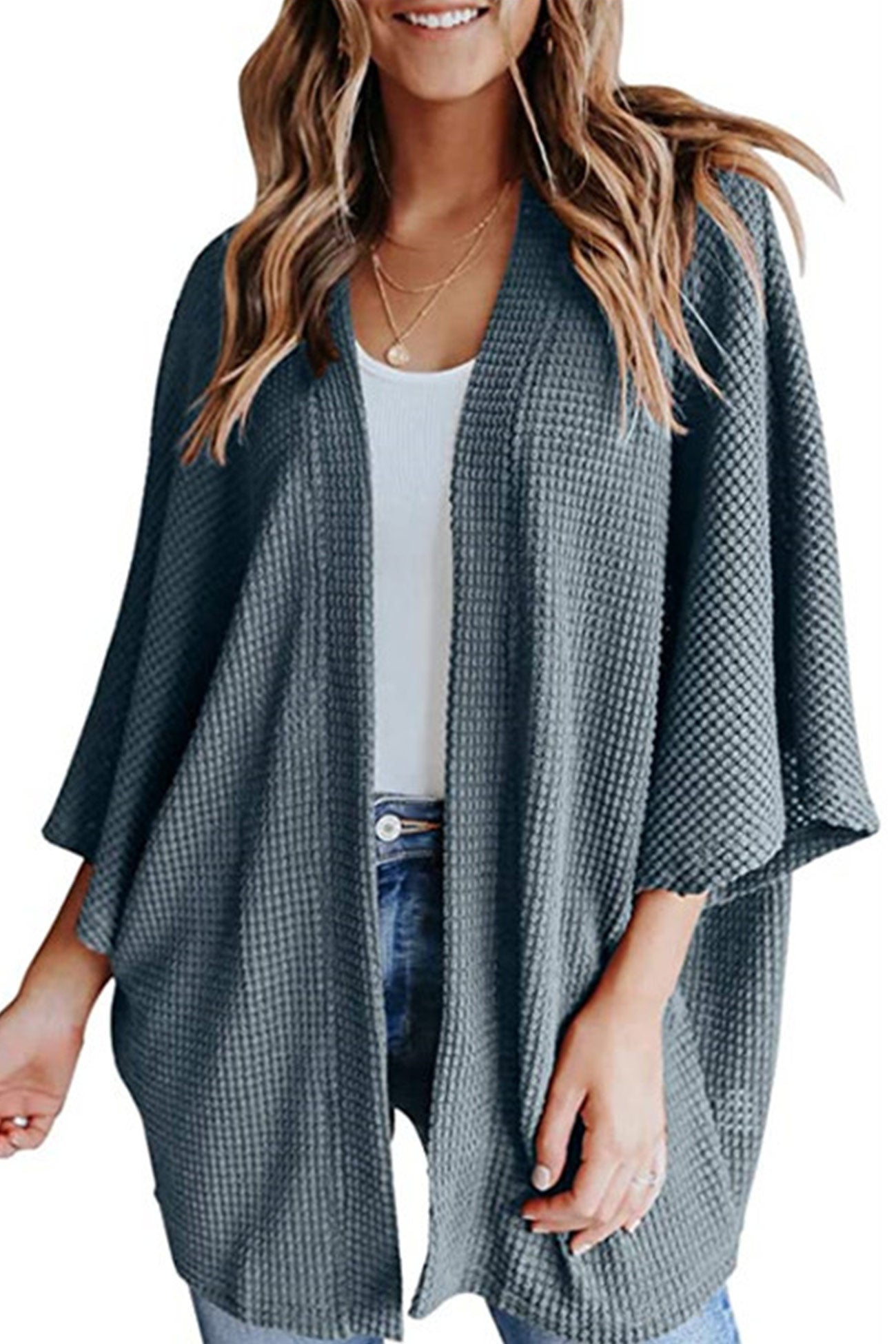 Solid Half Sleeve Wrap Cardigan