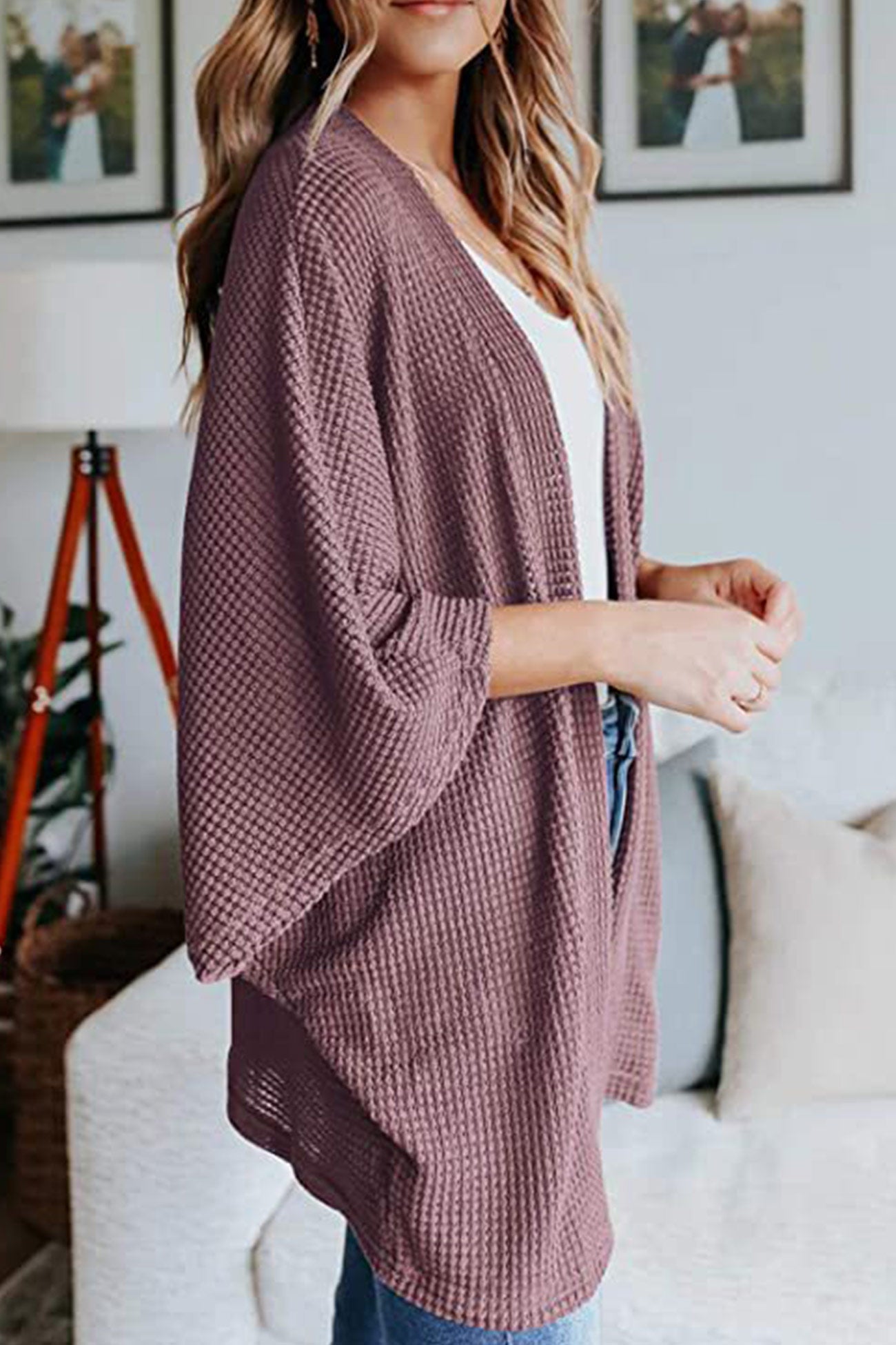 Solid Half Sleeve Wrap Cardigan