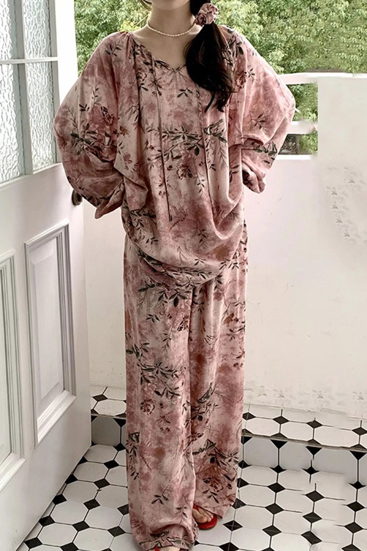 Printed Tie-up Oversize Loungewear