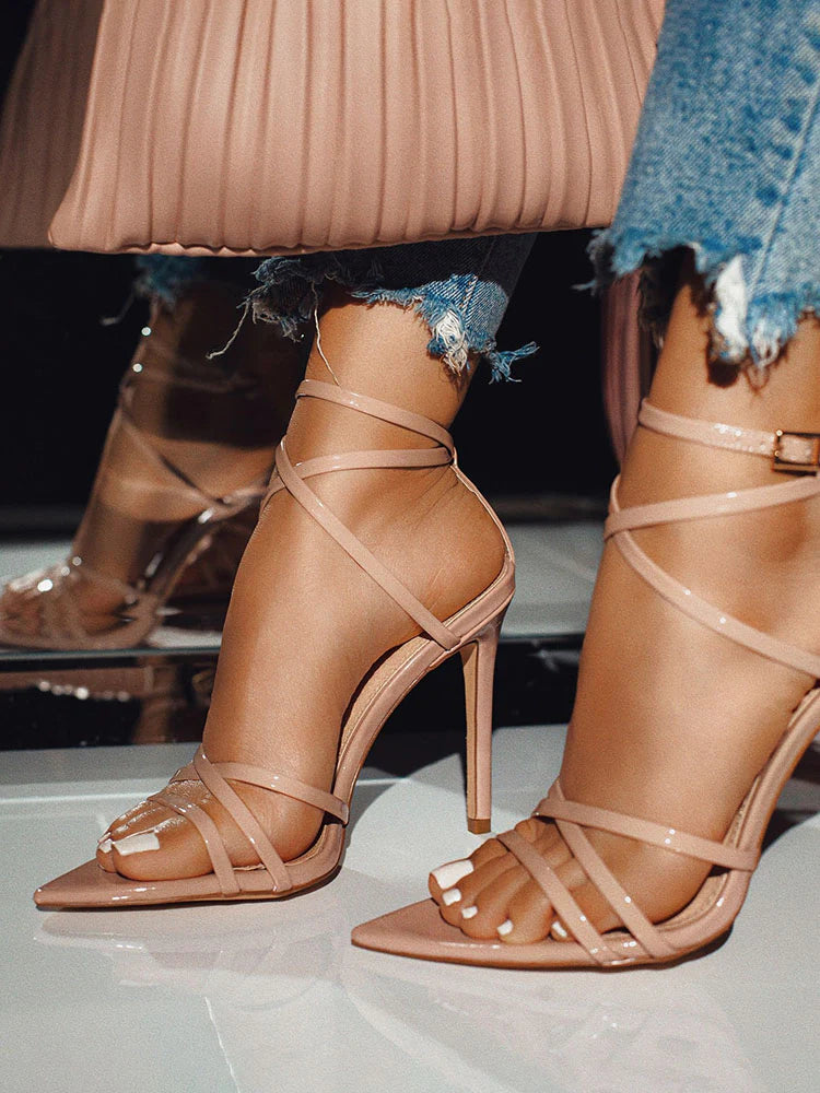 Pointed Toe Stiletto Heel Sandals
