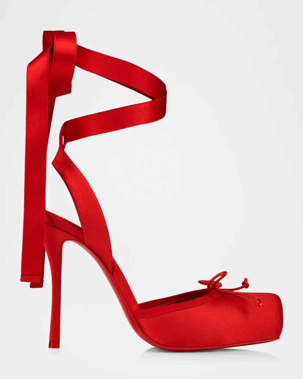 Ballet Satin Ankle Tie Pumps