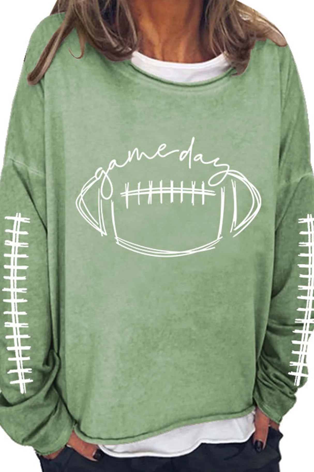 American Football Print Pullover Cotton Sweatshirt