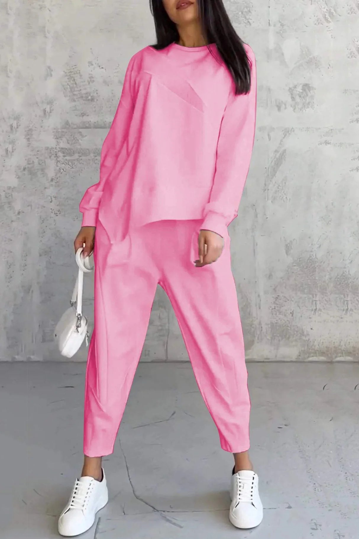 Crew Neck Irregular Hem Sets