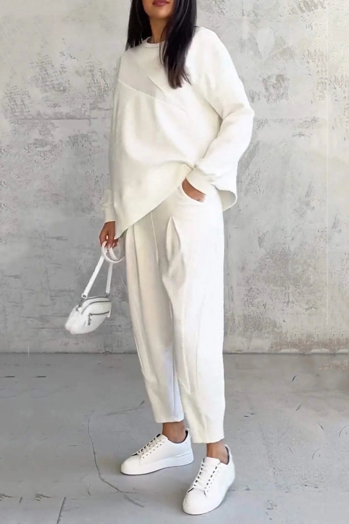 Crew Neck Irregular Hem Sets
