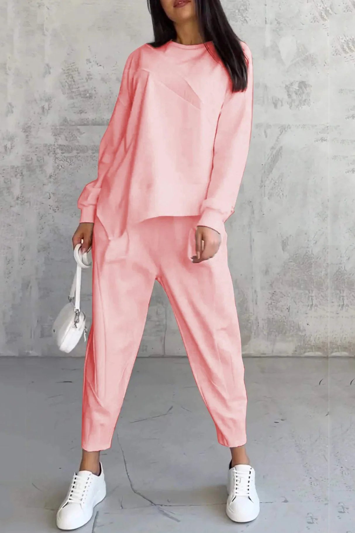 Crew Neck Irregular Hem Sets