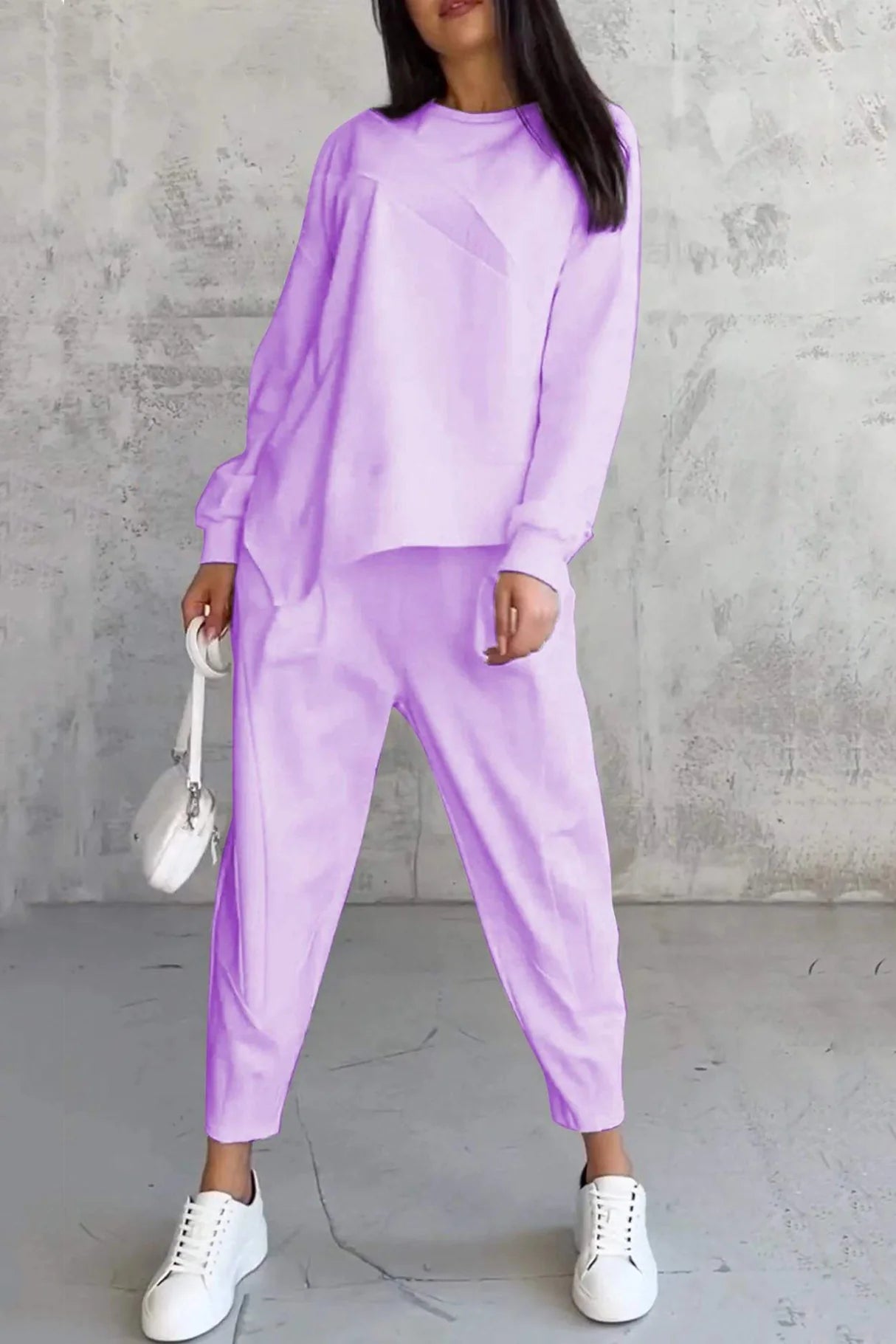 Crew Neck Irregular Hem Sets