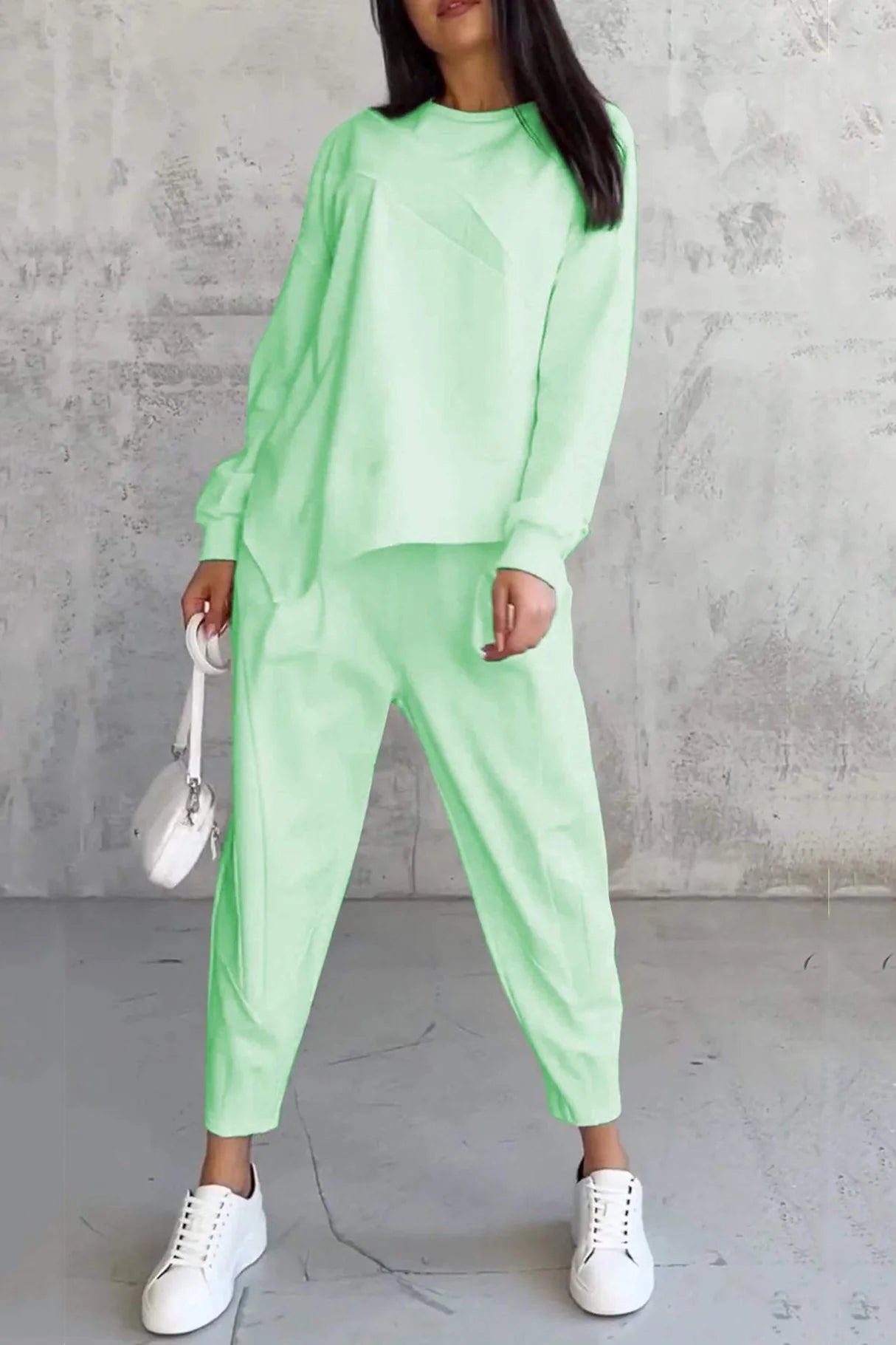 Crew Neck Irregular Hem Sets