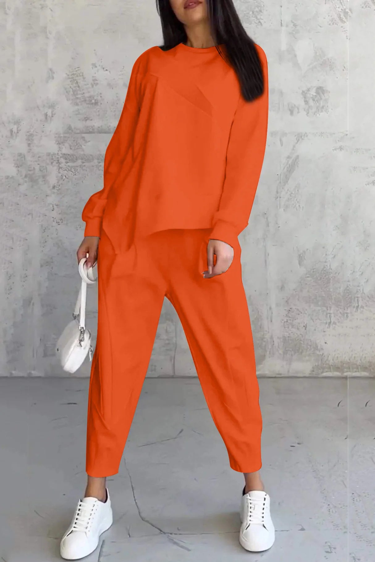 Crew Neck Irregular Hem Sets