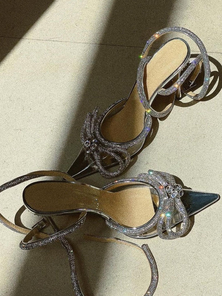 Rhinestone Bowknot Heel Pumps