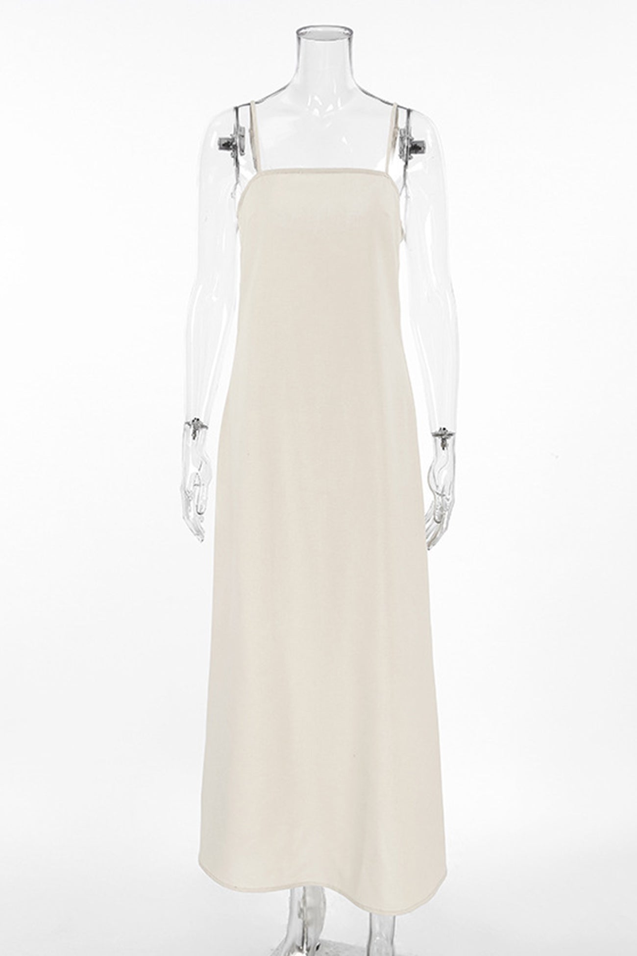 Spaghetti Straps A Line Cotton Linen Dress