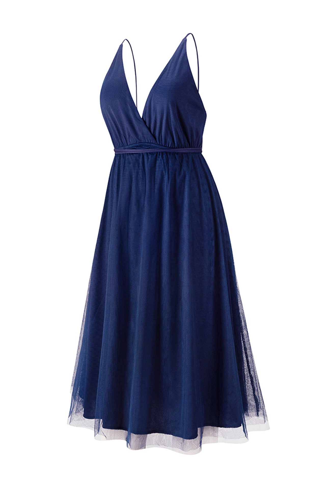 V Neck Mesh Tie Up Cami Dress