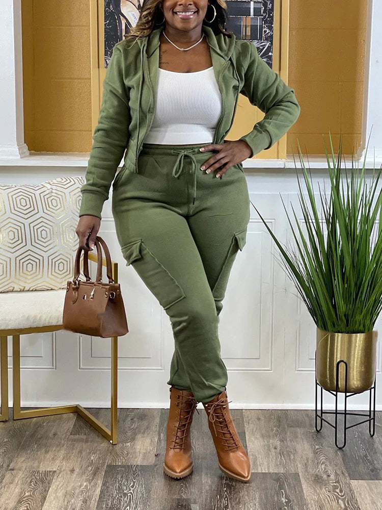 Crop Hoodie Jogger Set