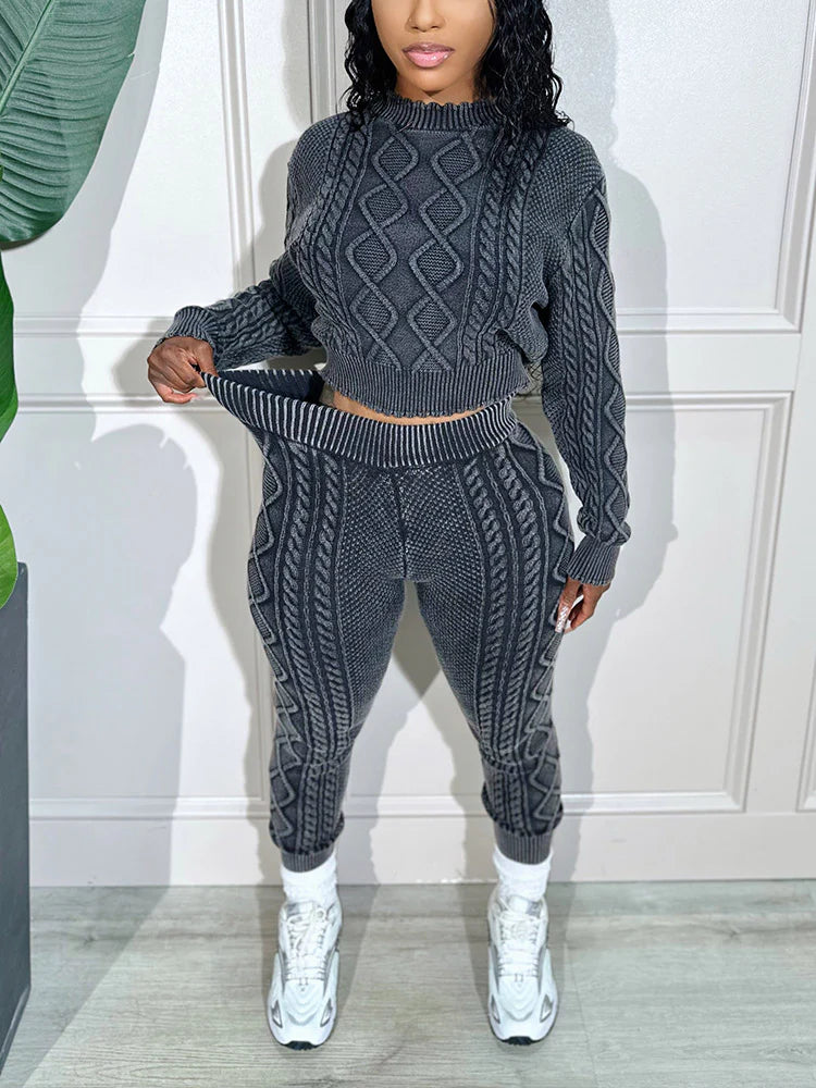 Cozy Cable Knit Sweater Set