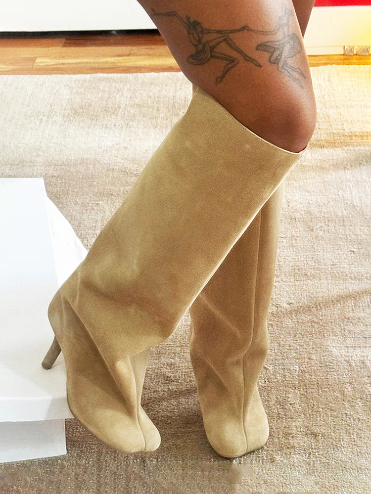 Wide Calf Square Toe Boots