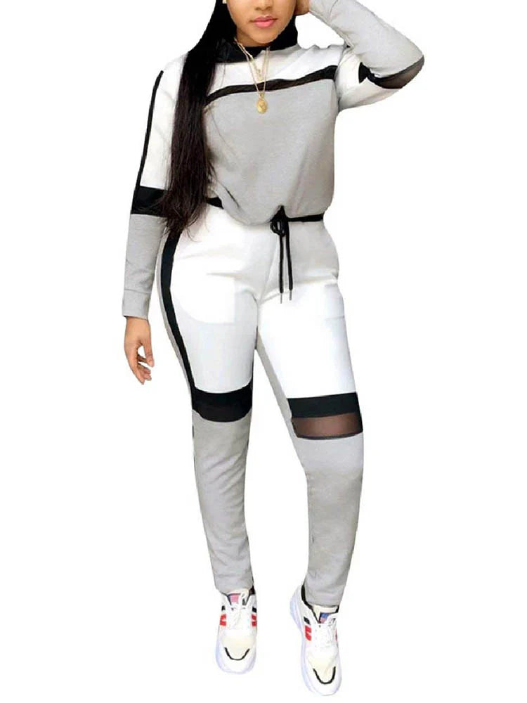 Color Block Hooded Sweatsuit Set
