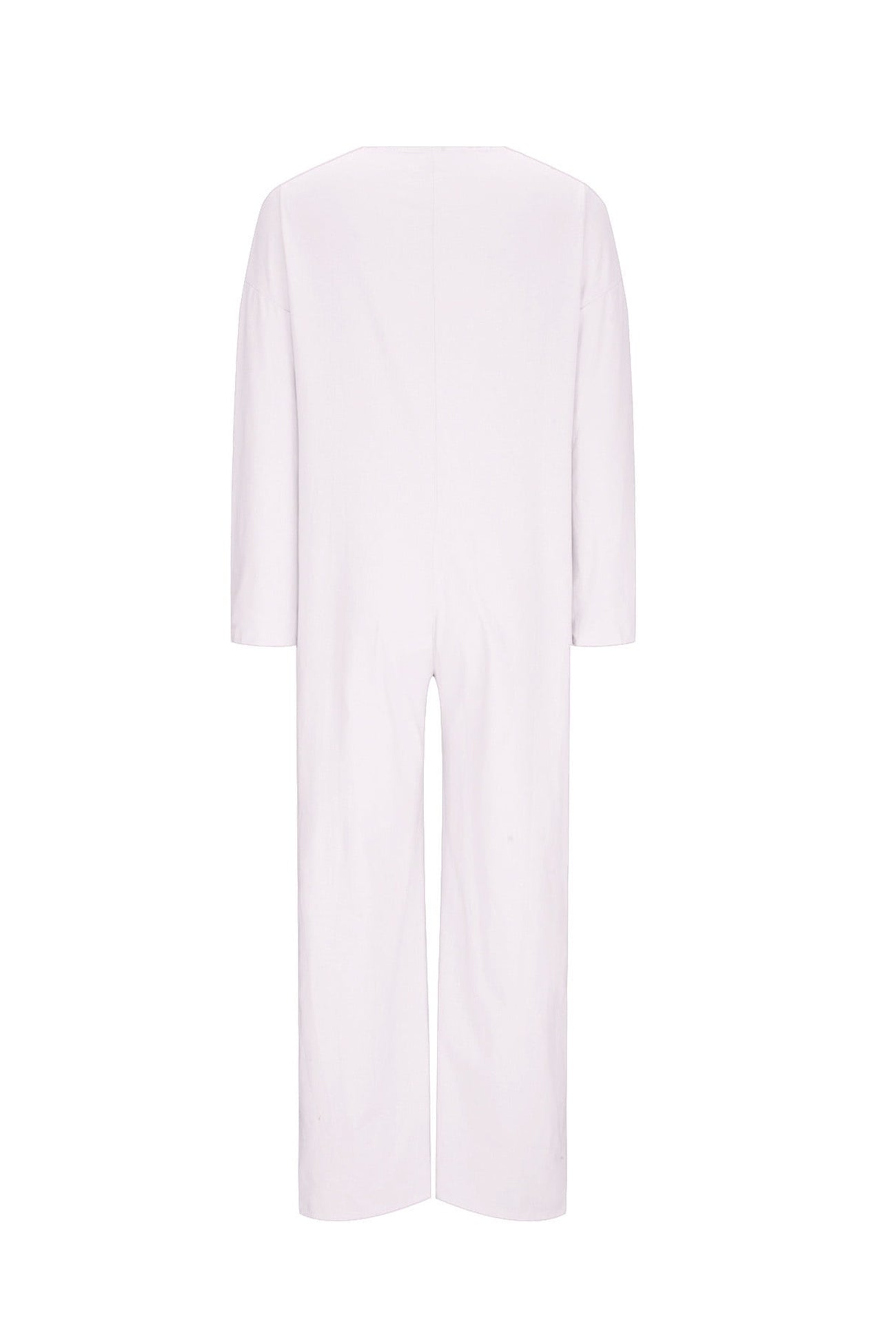 V Neck Button Up Cotton Linen Baggy Jumpsuits