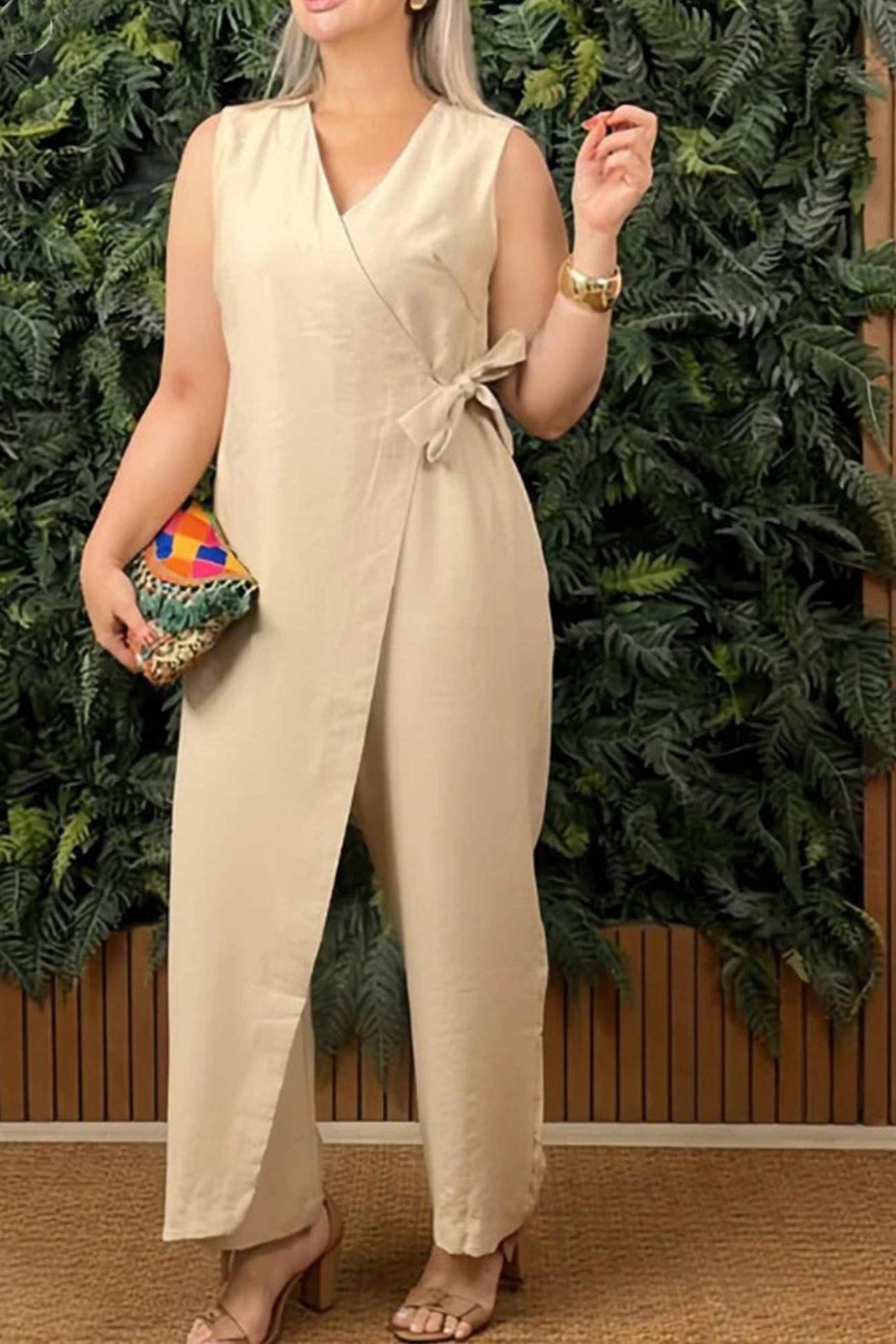 V Neck Zip Up Strappy Jumpsuits