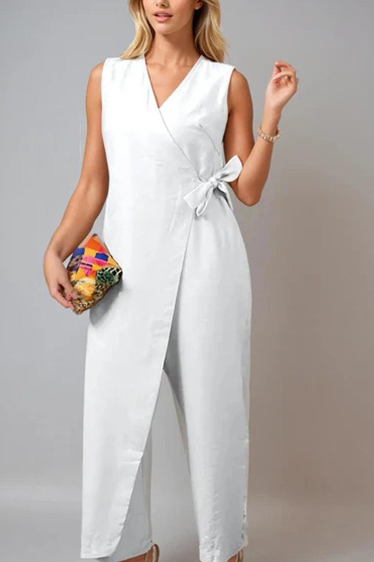 V Neck Zip Up Strappy Jumpsuits