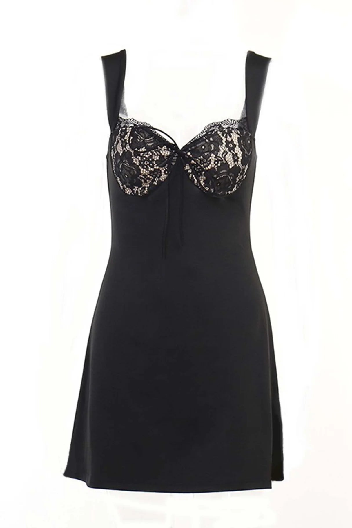 Lace Patchwork A-line Strappy Mini Dresses