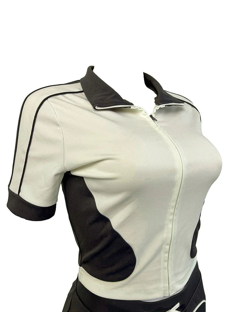 Sporty Contrast Jacket & Shorts Set