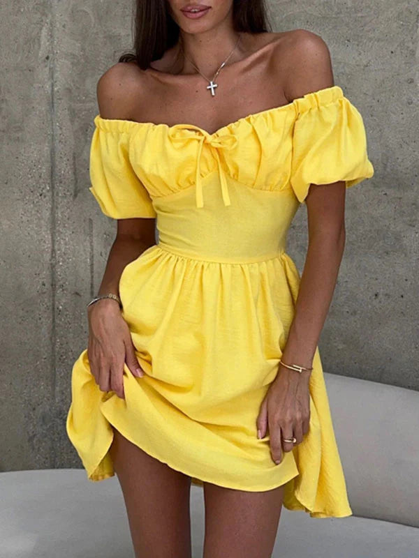 Bow Tie Off Shoulder Mini Dress