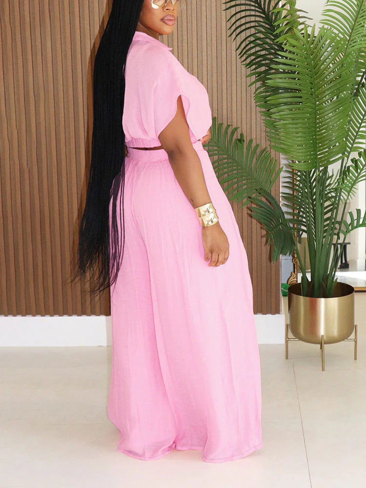 Breeze Cropped Top & Wide Pants Set