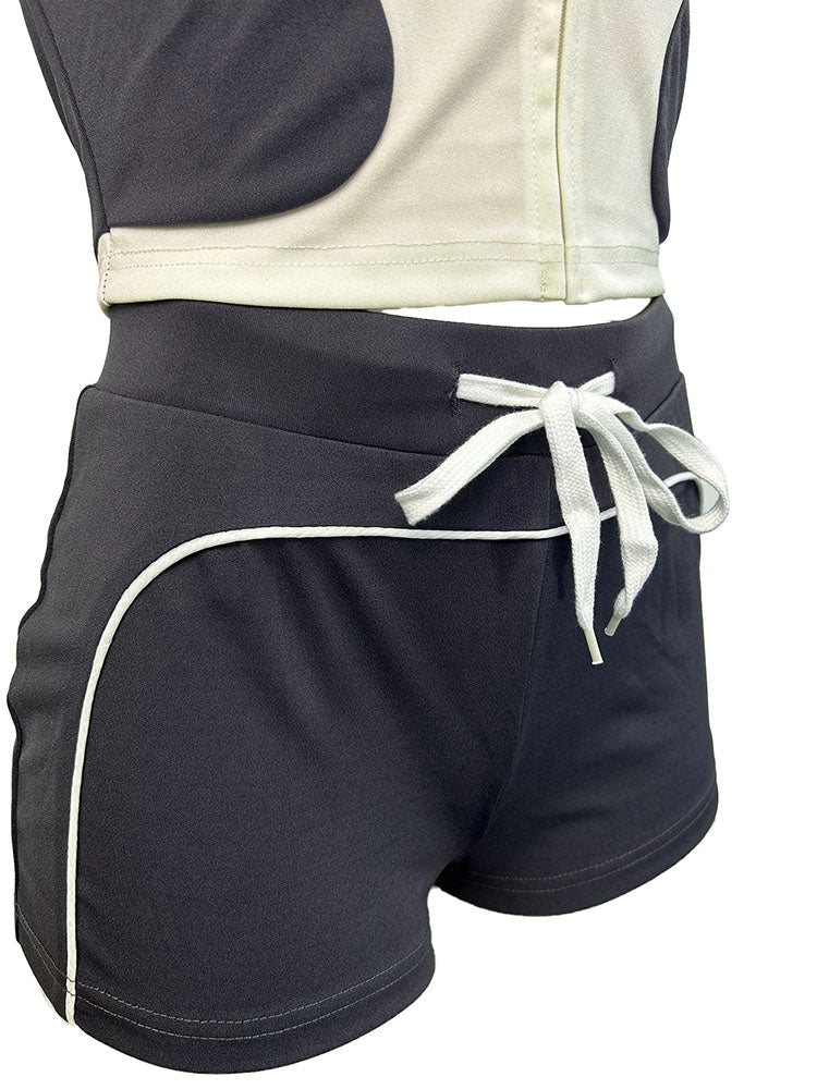 Sporty Contrast Jacket & Shorts Set