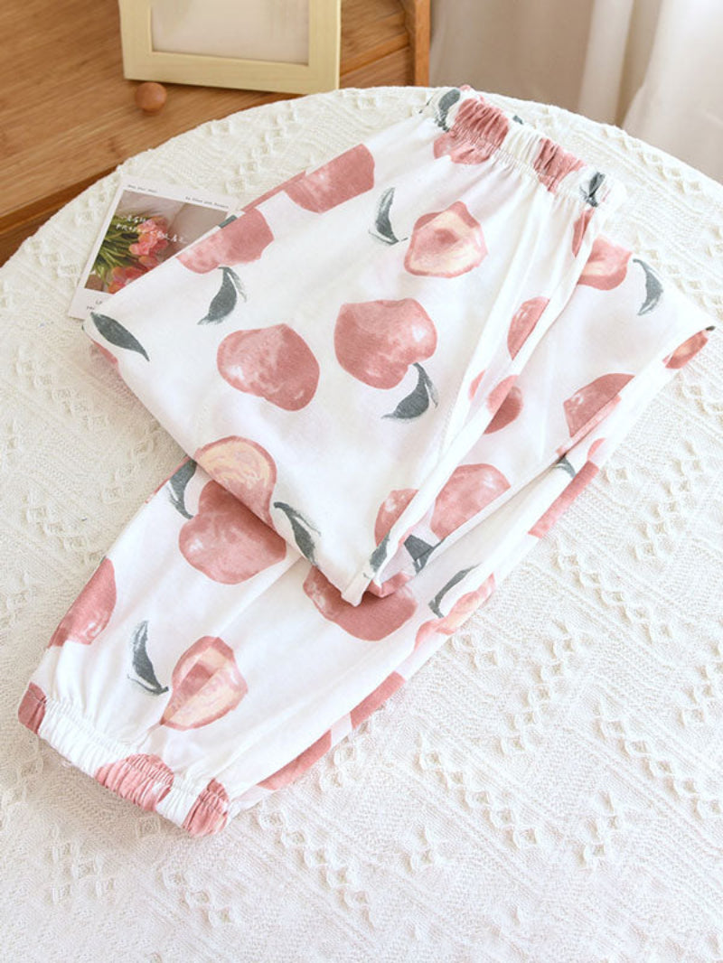 Cute Cartoon Fruit Print Cotton Pajama Pants