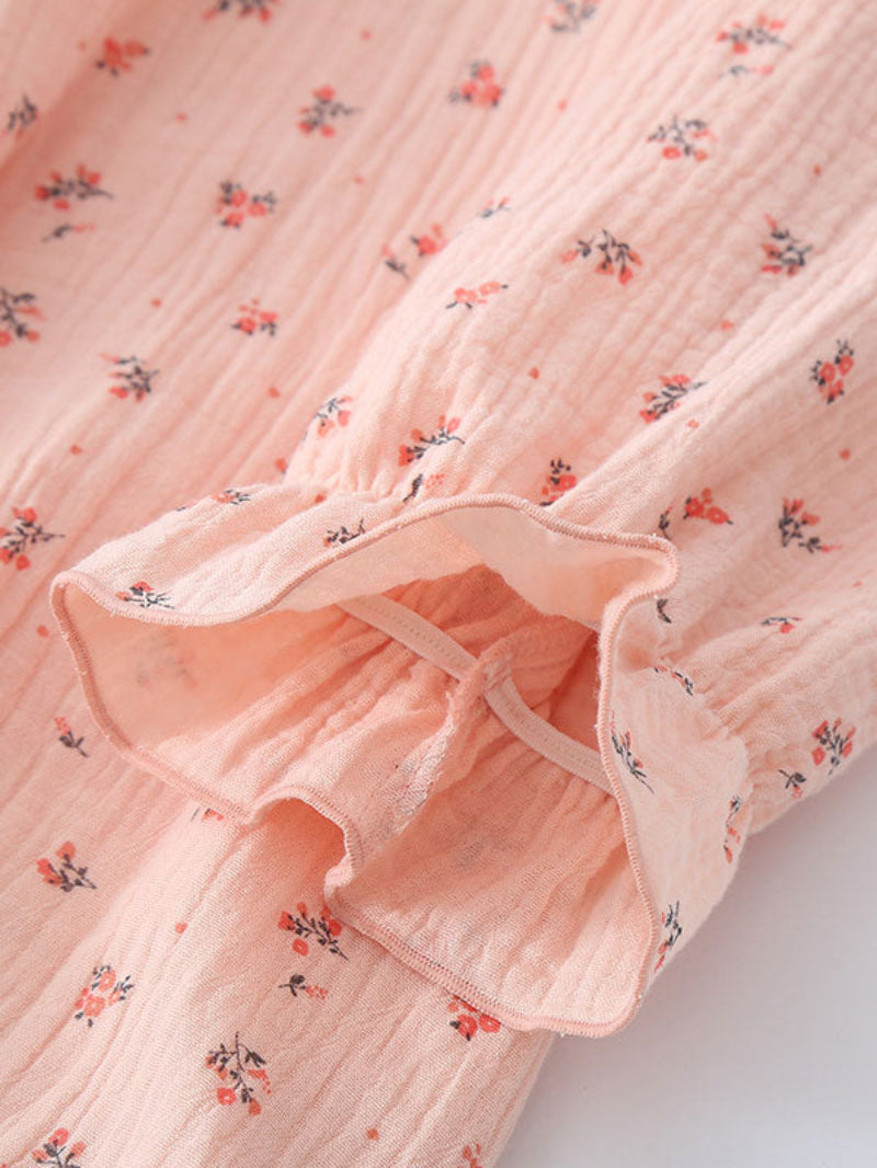 Floral Print Long Puff Sleeve Nightgown