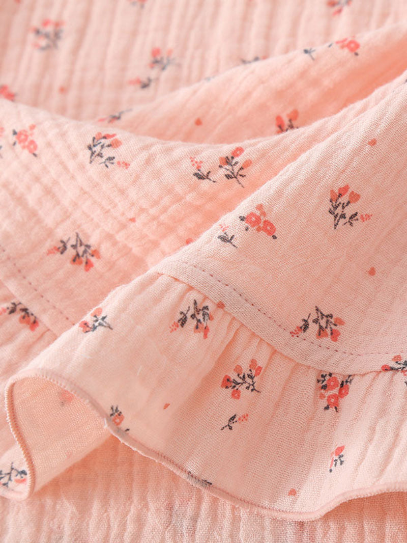 Floral Print Long Puff Sleeve Nightgown