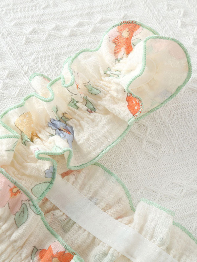 Floral Ruffle Trim Sleeveless Pajama Set