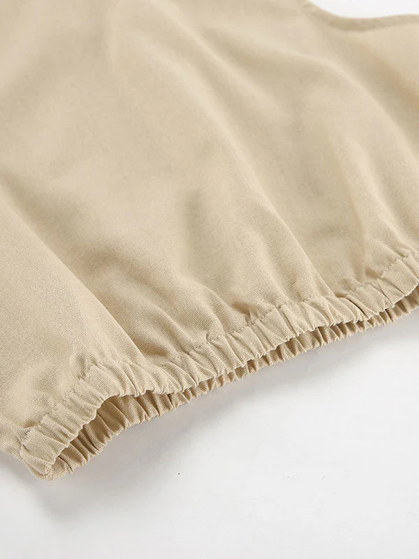 Linen Sleeveless Top With Split Pants Set