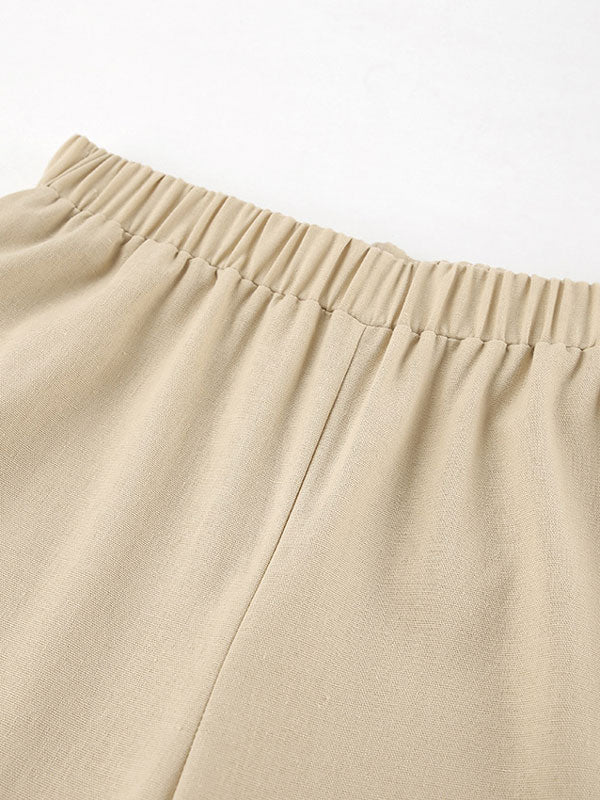 Linen Sleeveless Top With Split Pants Set