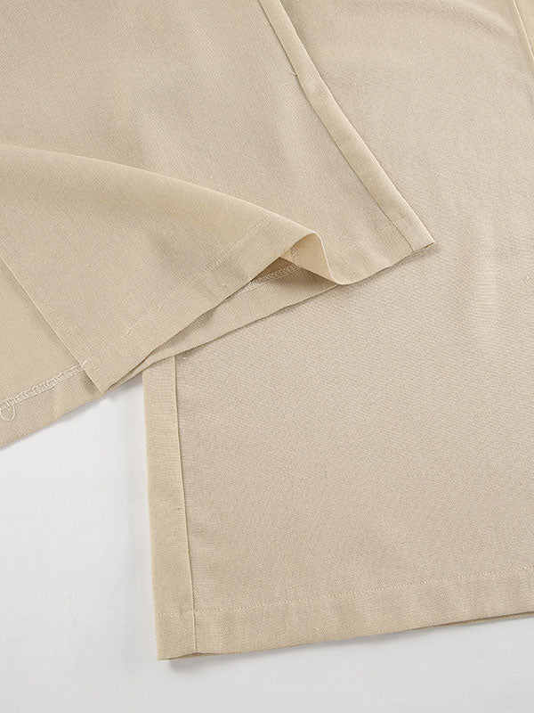 Linen Sleeveless Top With Split Pants Set