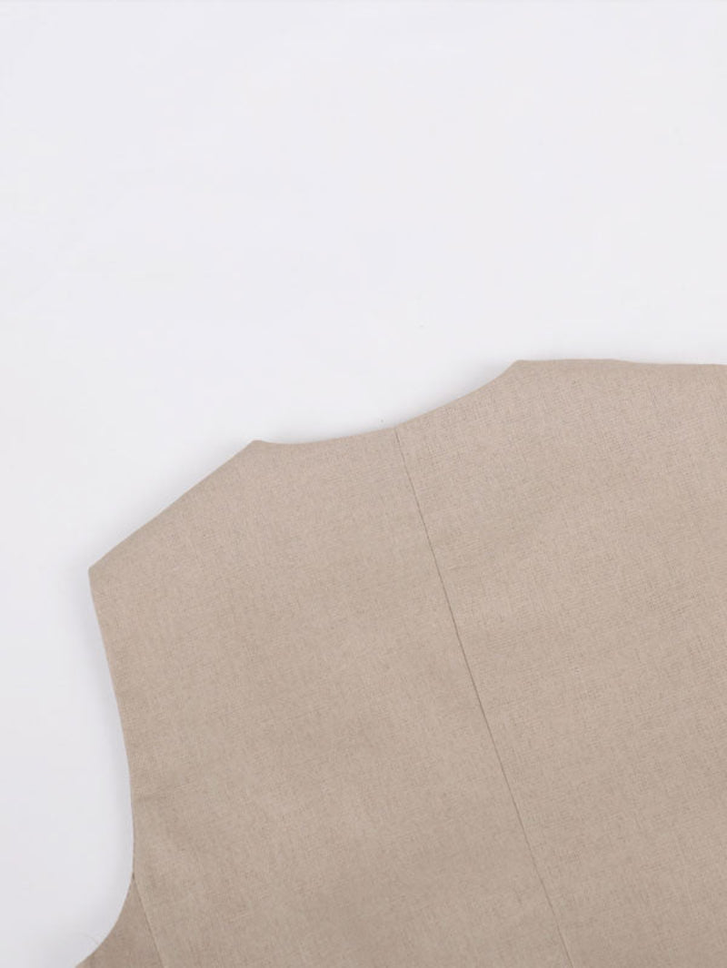 Linen Sleeveless Vest Long Pant Set