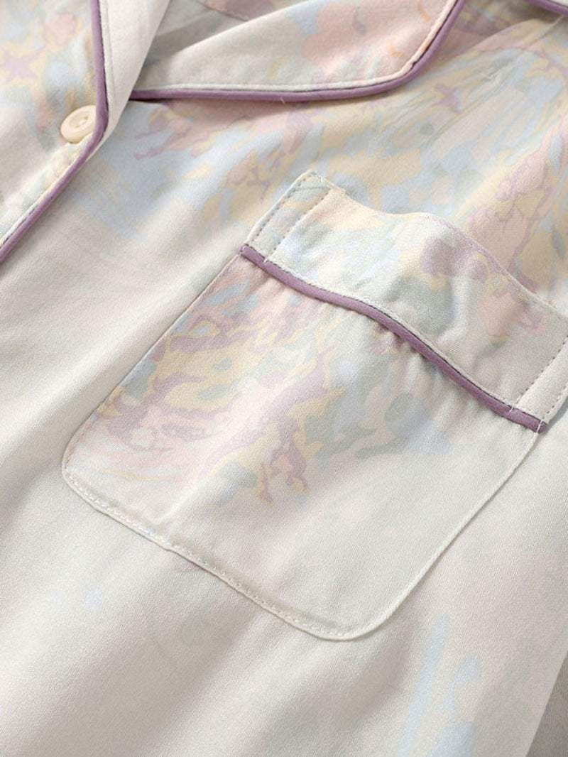 Printed Button Down Long Sleeve Pajama Set