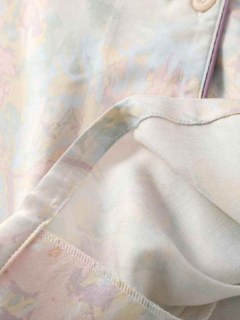 Printed Button Down Long Sleeve Pajama Set