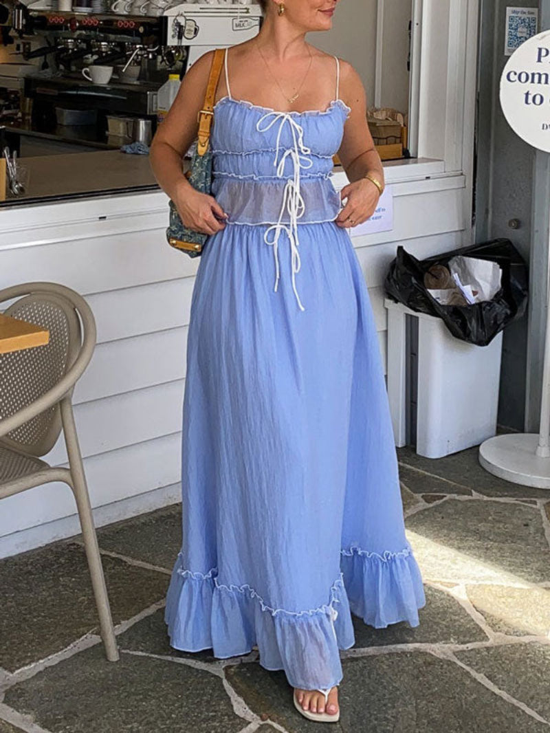 Ruched Crop Top Maxi Skirt Two Piece Set