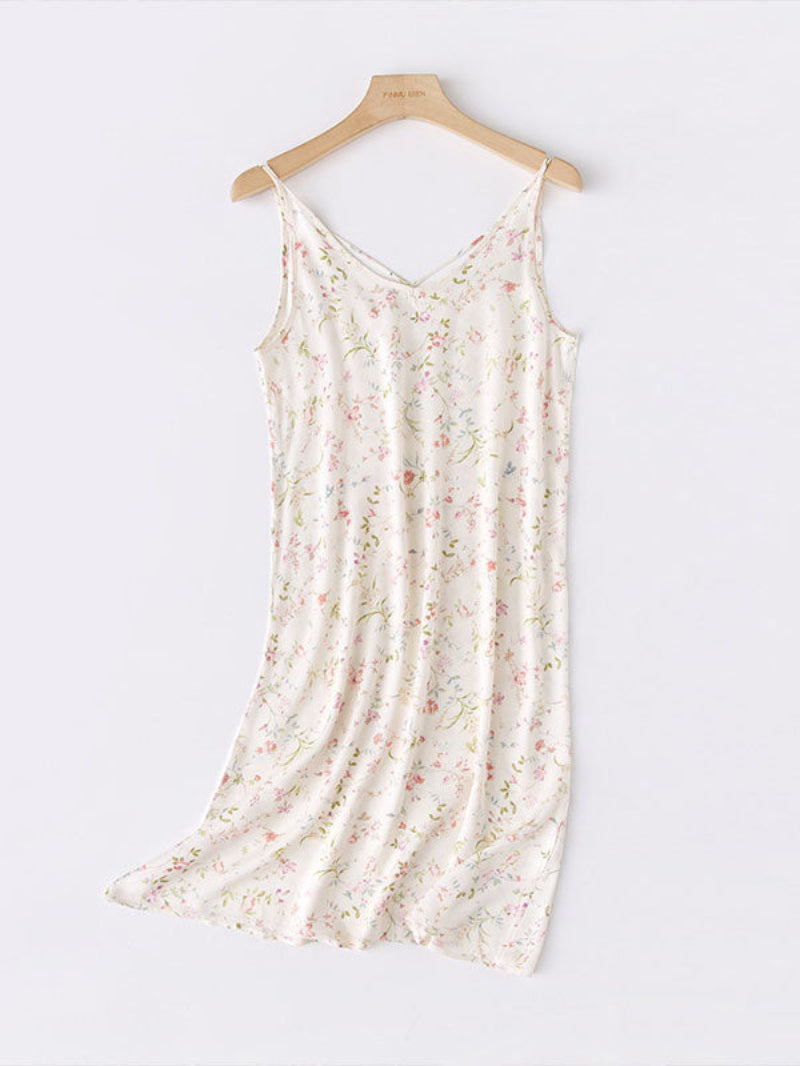 Satin Print Spaghetti Strap Midi Nightdress
