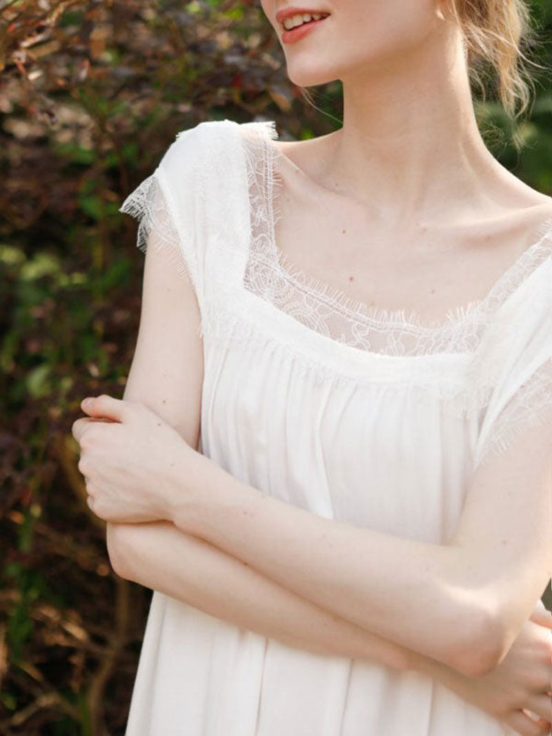 Solid Lace Stitching Lounge Nightdress