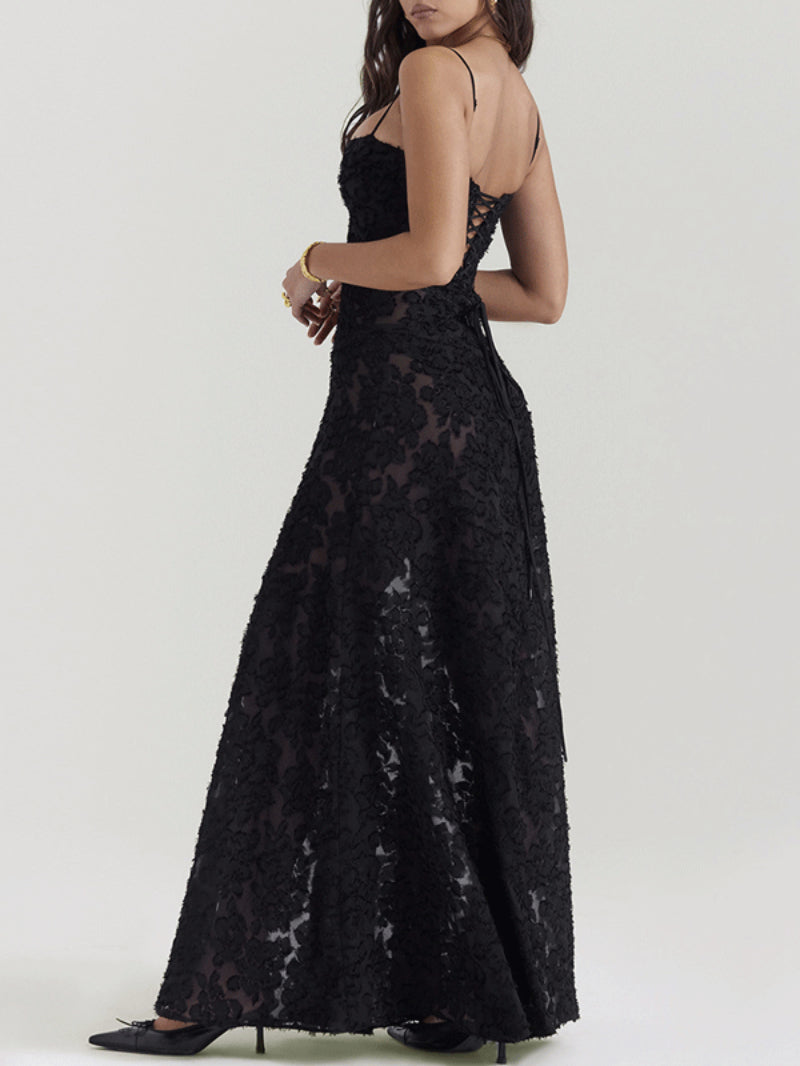Spaghetti Strap Lace Long Dress