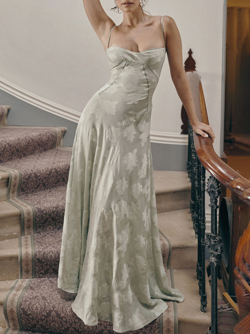 Spaghetti Strap Lace Long Dress