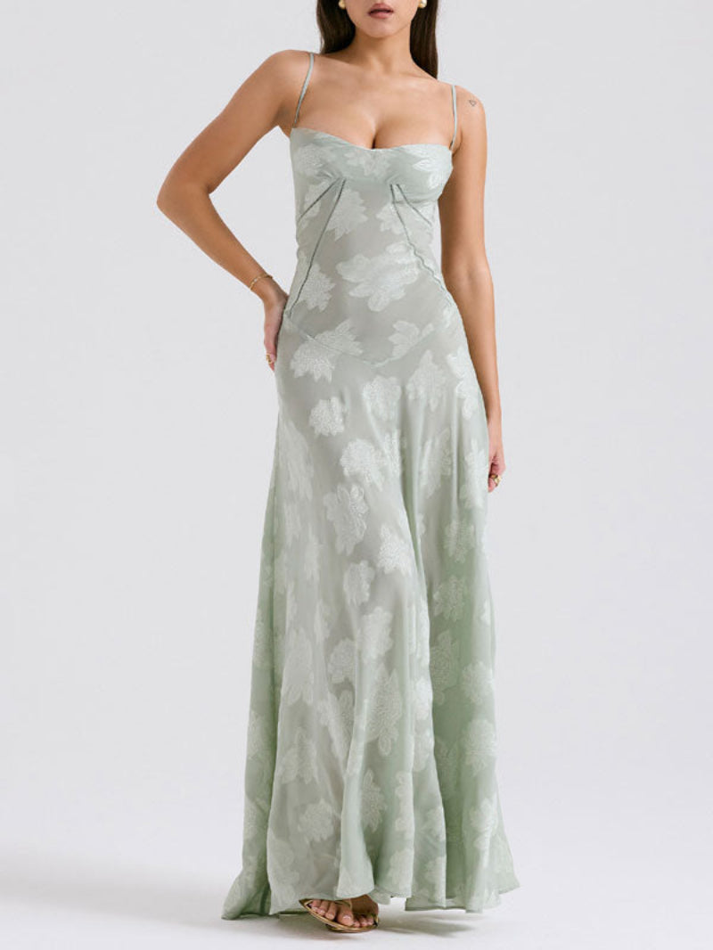 Spaghetti Strap Lace Long Dress