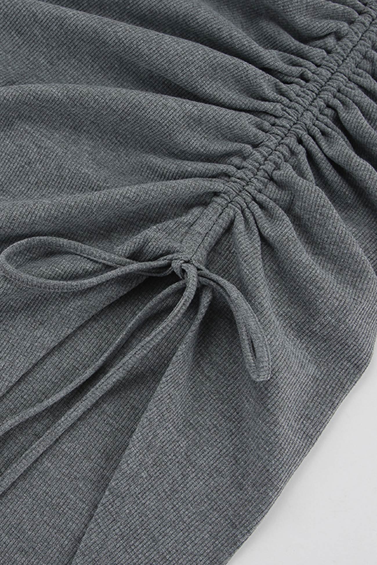 Boat Neck Drawstring Slit Dress