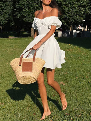 Bow Tie Off Shoulder Mini Dress