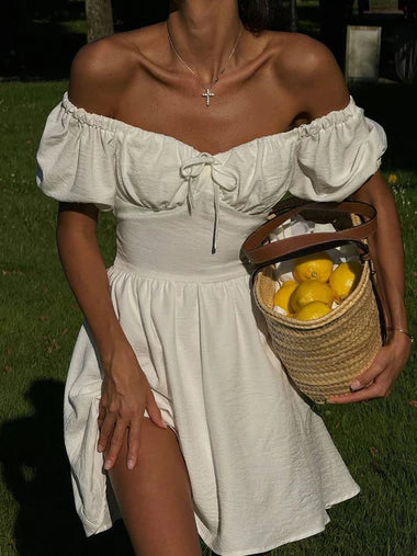 Bow Tie Off Shoulder Mini Dress