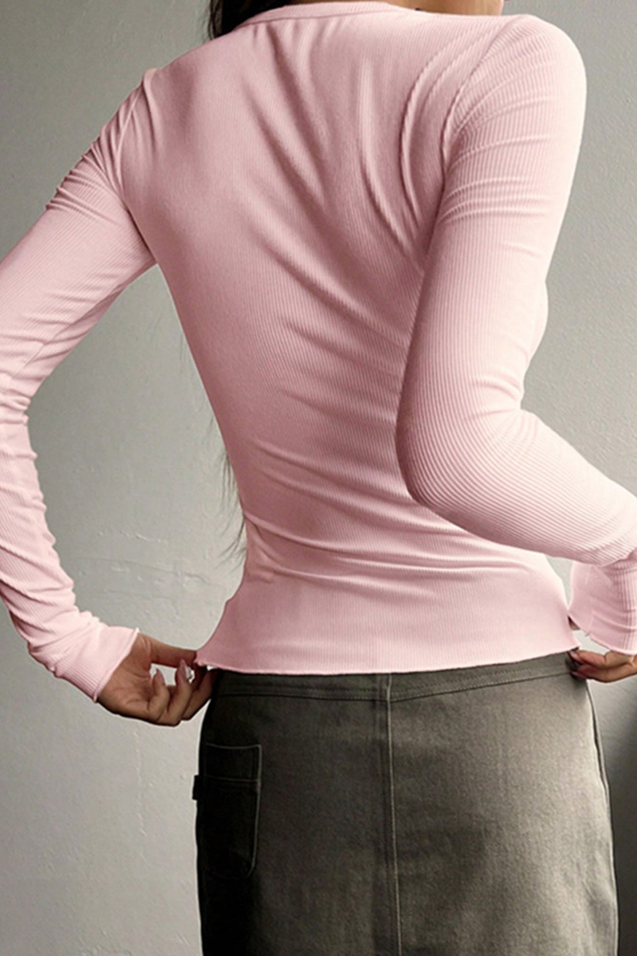 Button-down Slim Fit Ribbed Top