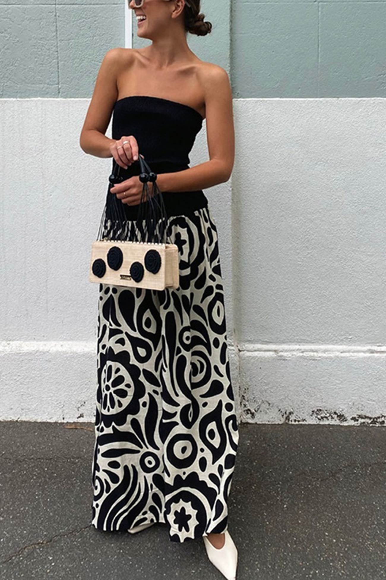 Contrast Strapless Ruched Dress