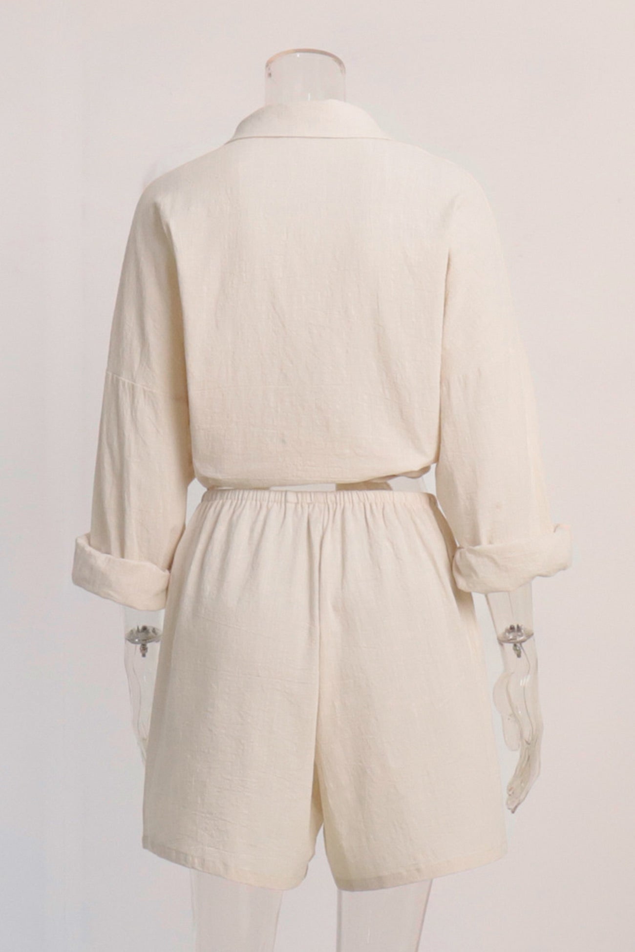 Cotton Slit Hem Blouse Shorts Suits